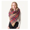 Unisex Classic European American Plaid Scarf - Imitation Cashmere Oversized Colorful Fringed Shawl Cape