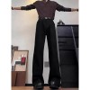 Men's Black Straight-Leg Jeans - Tall & Extended Length, American Style Slim-Fit High-Waisted Casual Pants
