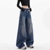 Fleece Lined Wide-Leg Jeans for Tall Men - American Retro High-Waisted Baggy Fit Cropped Pants