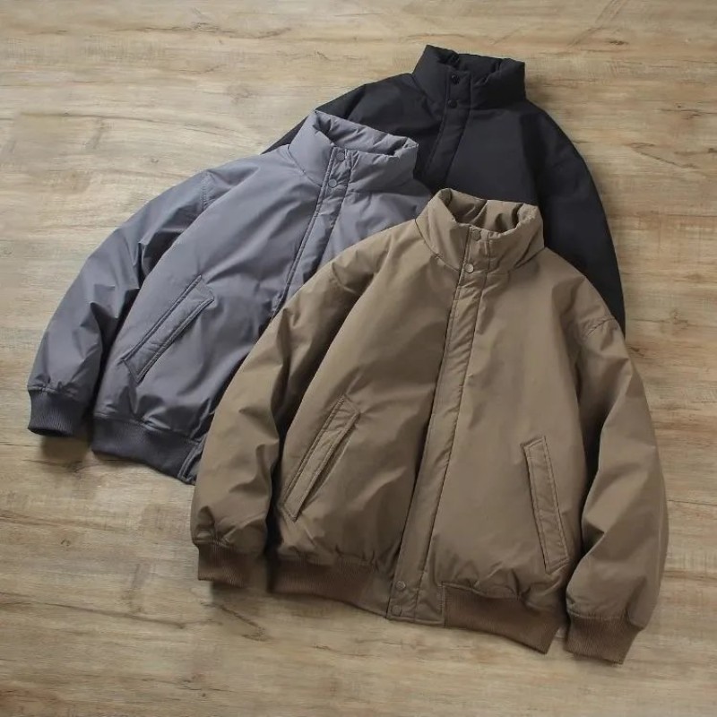 Men's American High Street Duck Down Puffer Jacket - Stand Collar Warm Winter Coat