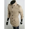 Men's Solid Casual / Work / Sport Trench Coat,Cotton Long Sleeve-Black / Blue / Beige / Tan-2