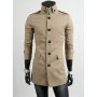 Men's Solid Casual / Work / Sport Trench Coat,Cotton Long Sleeve-Black / Blue / Beige / Tan Men's Solid Casual / Work / Sport Trench Coat,Cotton Long Sleeve-Black / Blue / Beige / Tan