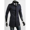 Men's Solid Casual / Work / Sport Trench Coat,Cotton Long Sleeve-Black / Blue / Beige / Tan-2